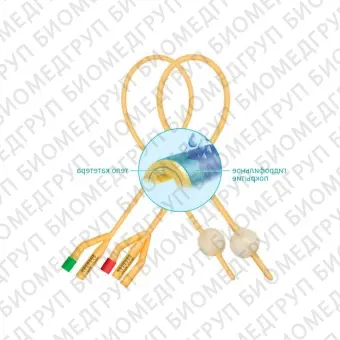 Катетер Фолея двухходовой с гидрофильным покрытием, Ch/Fr 18, объем баллона 30 мл  Mederen