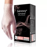 BENOVY, Перчатки виниловые медицинские, прозрачные, 50 пар